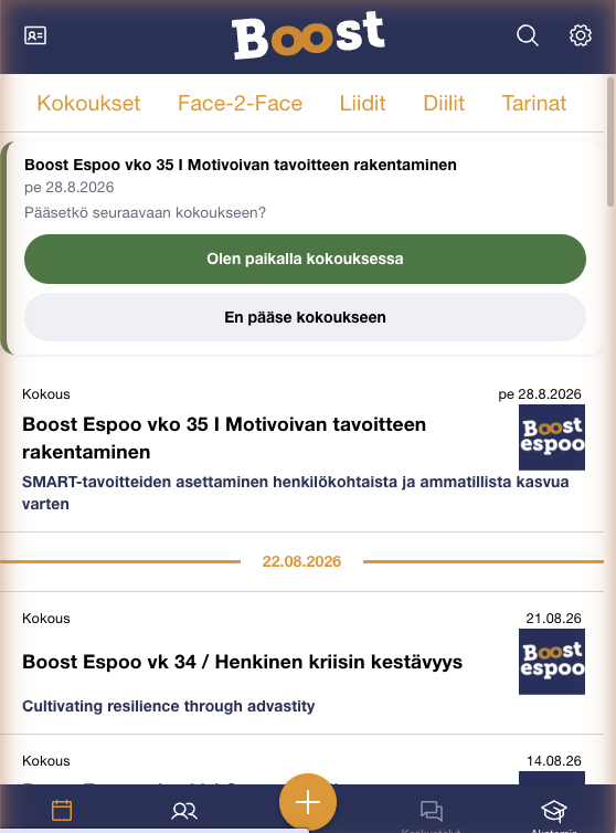 Boost App - mobile view